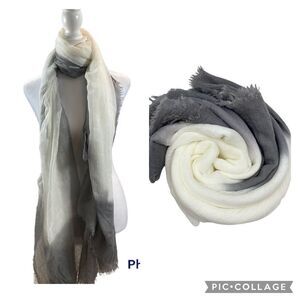 Gauzy Dip Dyed‎ Grey and White XL Scarf it Wrap